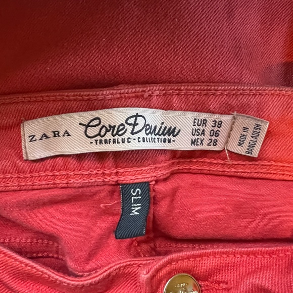 Zara Core Denim Trafaluc Collection Coral  Slim Denim Jeans Size 6 - Picture 11 of 12